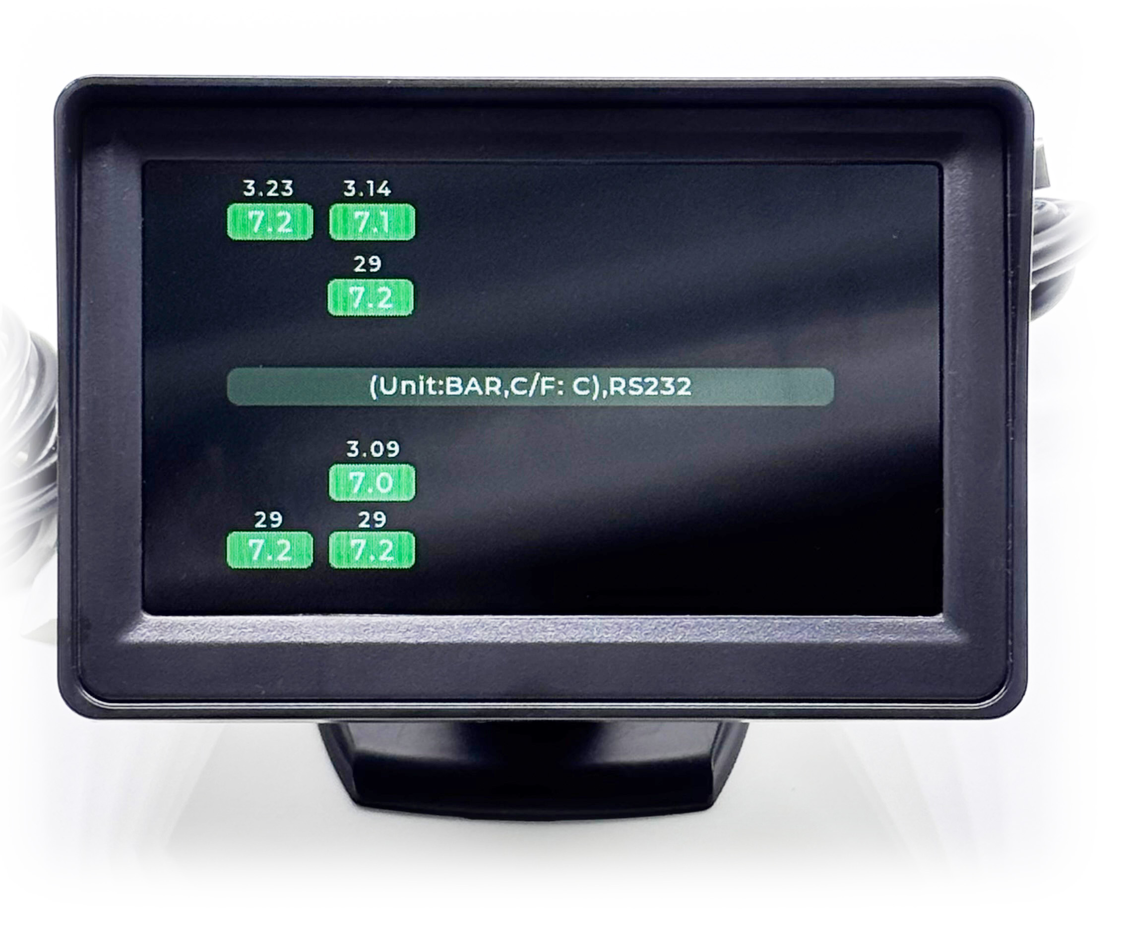 color screen display for tire pressure monitoring system